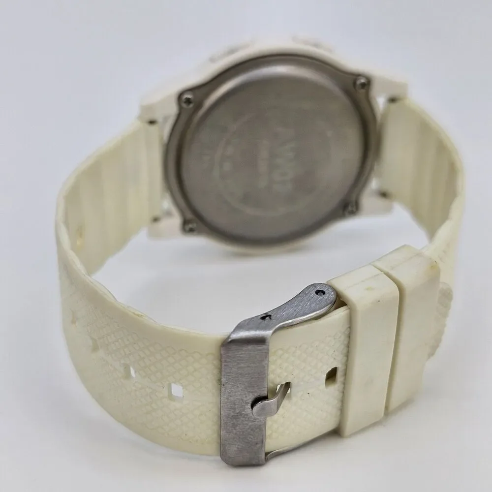 44MM‎ Men's Digital Watch White Case Cream Plastic Bands New Battery